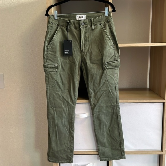 NWT Paige Jolie Petite Vintage Ivy Green Cargo Pants Size 28 - Picture 2 of 6